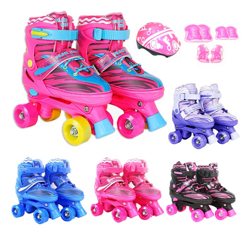 Patins Infantil Roller 4 Rodas Capacete Ajust�vel Prote��o